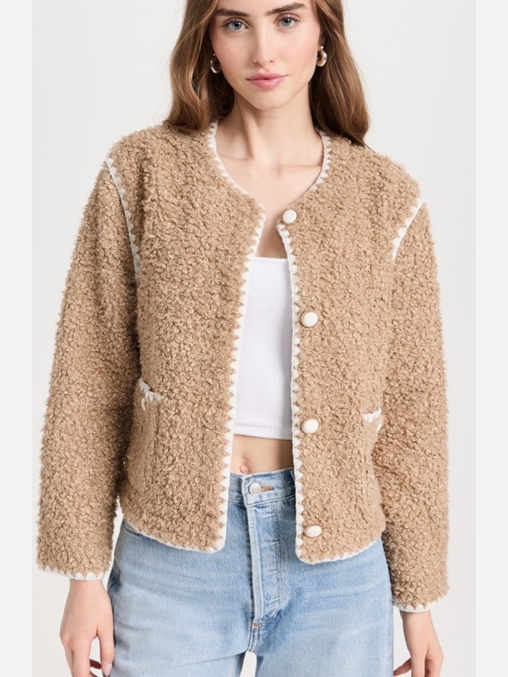 English Factory Teddy Sherpa Button Jacket - Women
